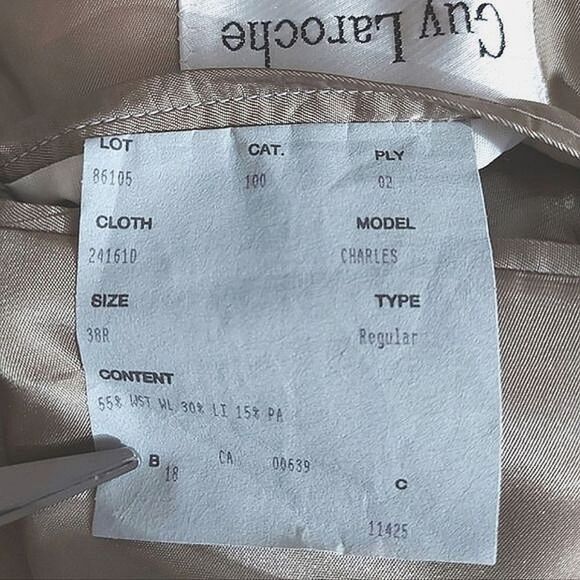 Vtg Guy Laroche "Charles" natural tone wool-linen blend sport coat - Picture 6 of 14